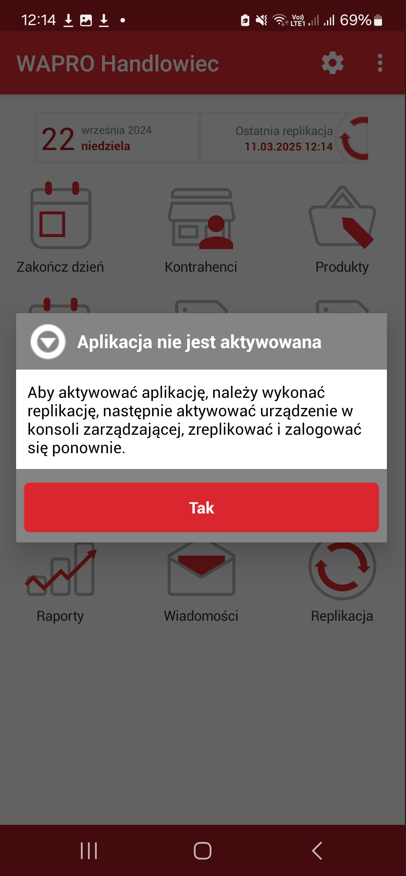 Wapro mobilny handlowiec zmiana urządzenia