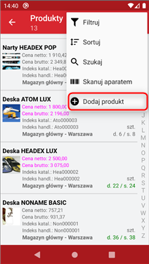 Wapro mobilny handlowiec produkty