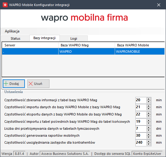 Wapro mobilny handlowiec konfiguracja
