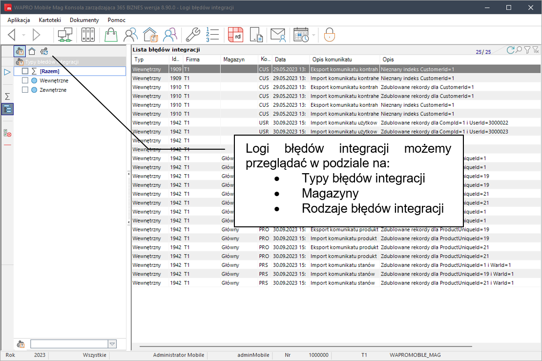 wapro mobilny handlowiec menu podstawowe