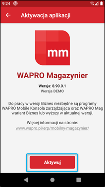 Wapro mobilny magazynier aktywacja