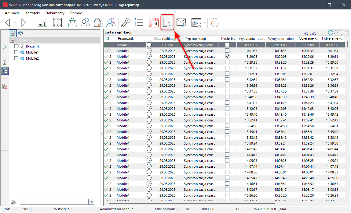 wapro mobilny magazynier logi replikacji