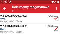 Wapro mobilny magazynier dokumenty tryb zaznaczania