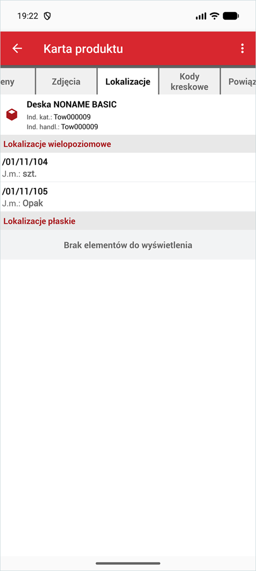Wapro Mobile Mag lokalizacje produktu z danymi demonstracyjnymi